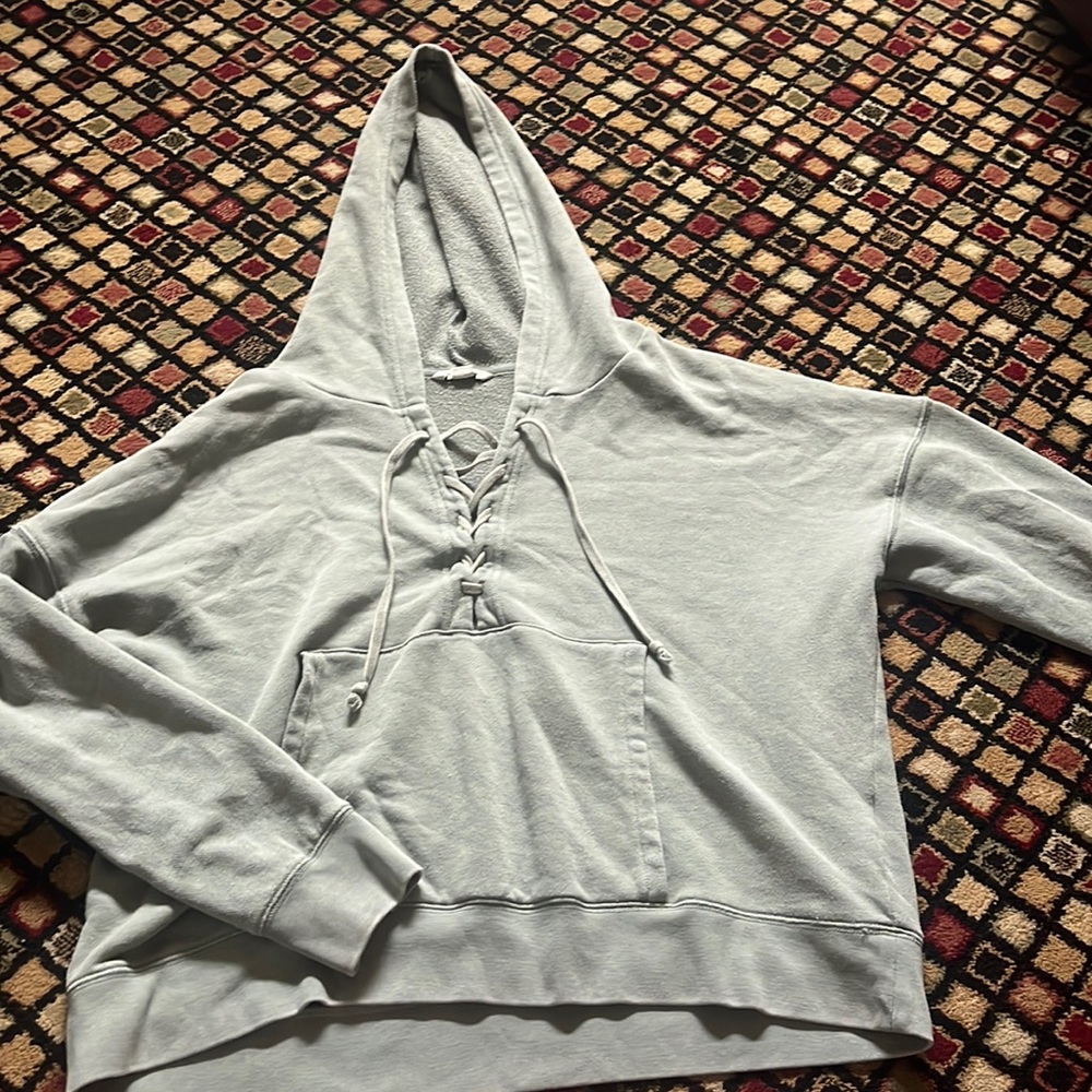 American Eagle Lace Up Sage Green Hoodie